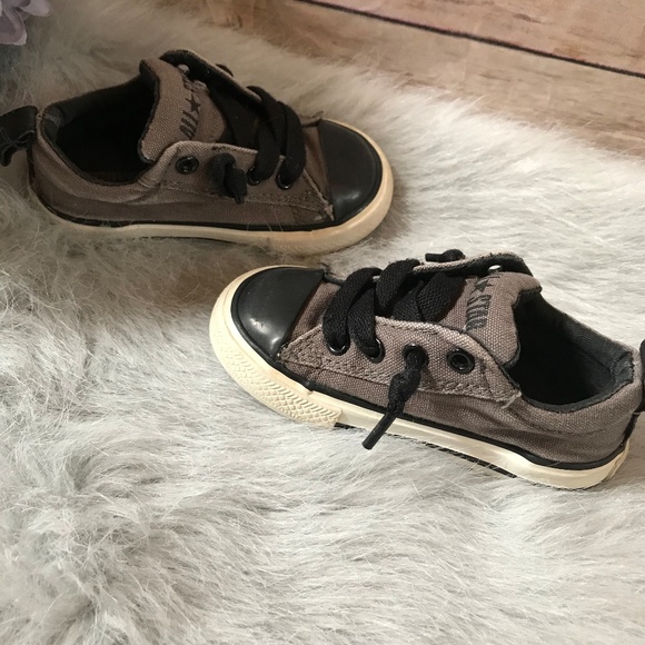 Converse Street No Tie Gray Black Low Shoes Boy 6 - Picture 3 of 8